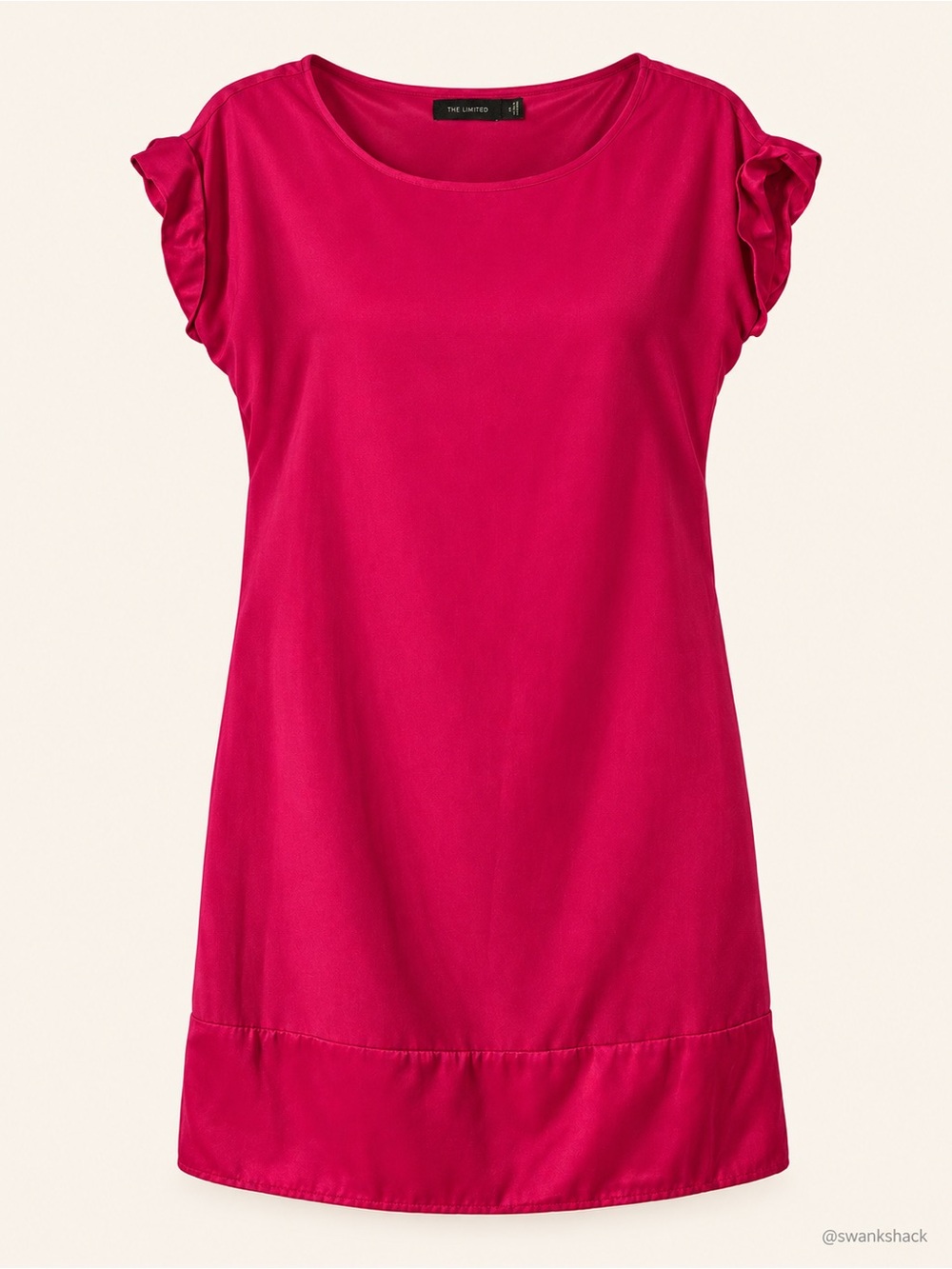 The Limited Fuchsia Pink Shift Dress Cuffed Cap Sleeves Size Small